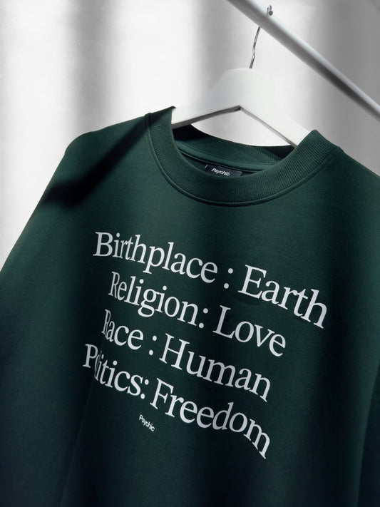 DARK GREEN HUMANITY FIRST T-SHIRT (RELAXED FIT) - Psychic wear