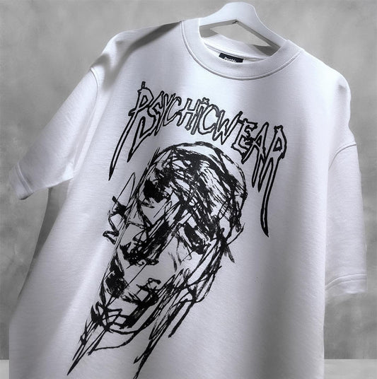 WHITE ABSTRACT ART T-SHIRT - Psychic wear